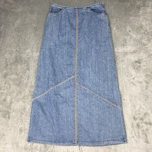 Vtg J Jill Skirt Womens Sz 6 Blue Denim Maxi Patchwork Boho Farm Cottage Country